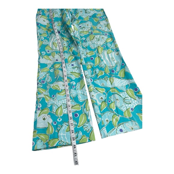 Lilly Pulitzer Teal & Green Pants Fish Pattern Size 6 - Picture 8 of 11